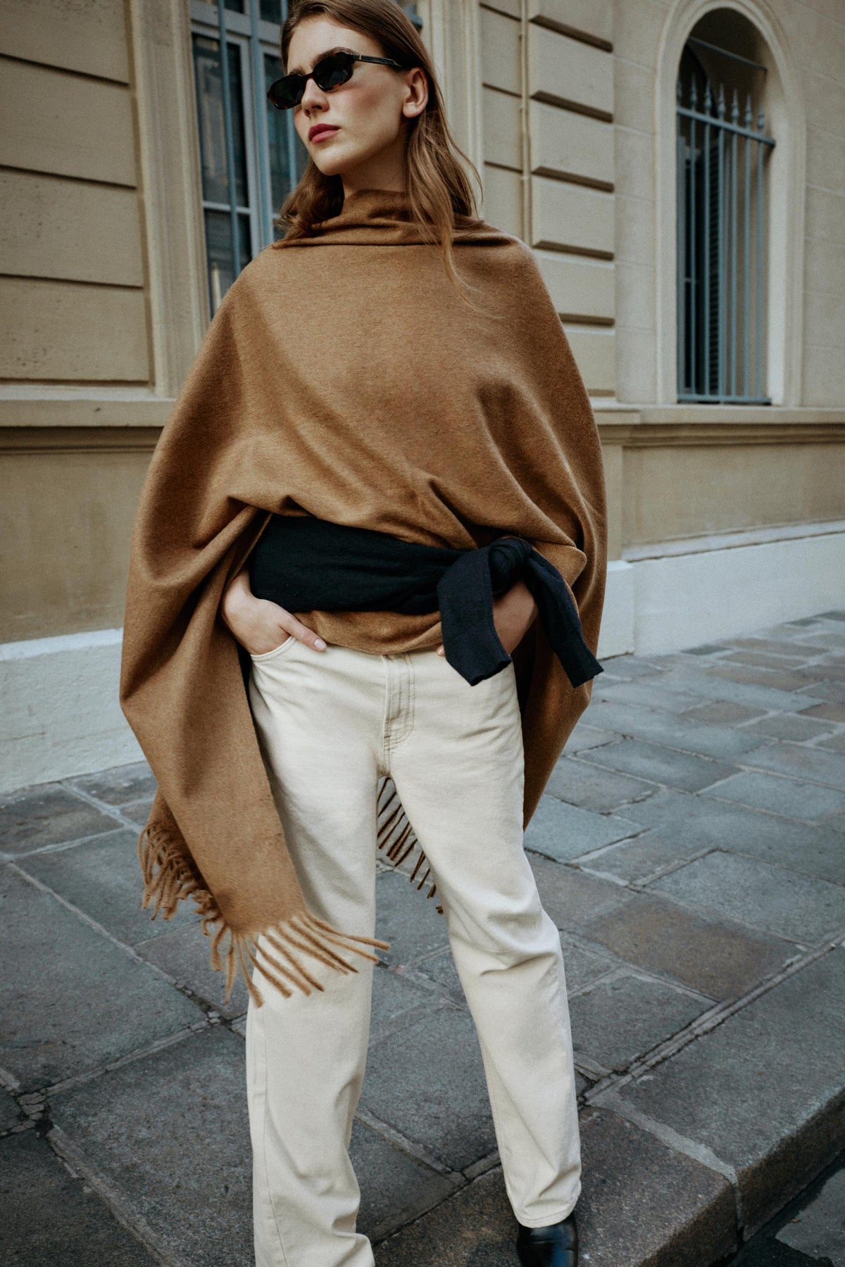 Zara Soft Fringed Scarf, Camel