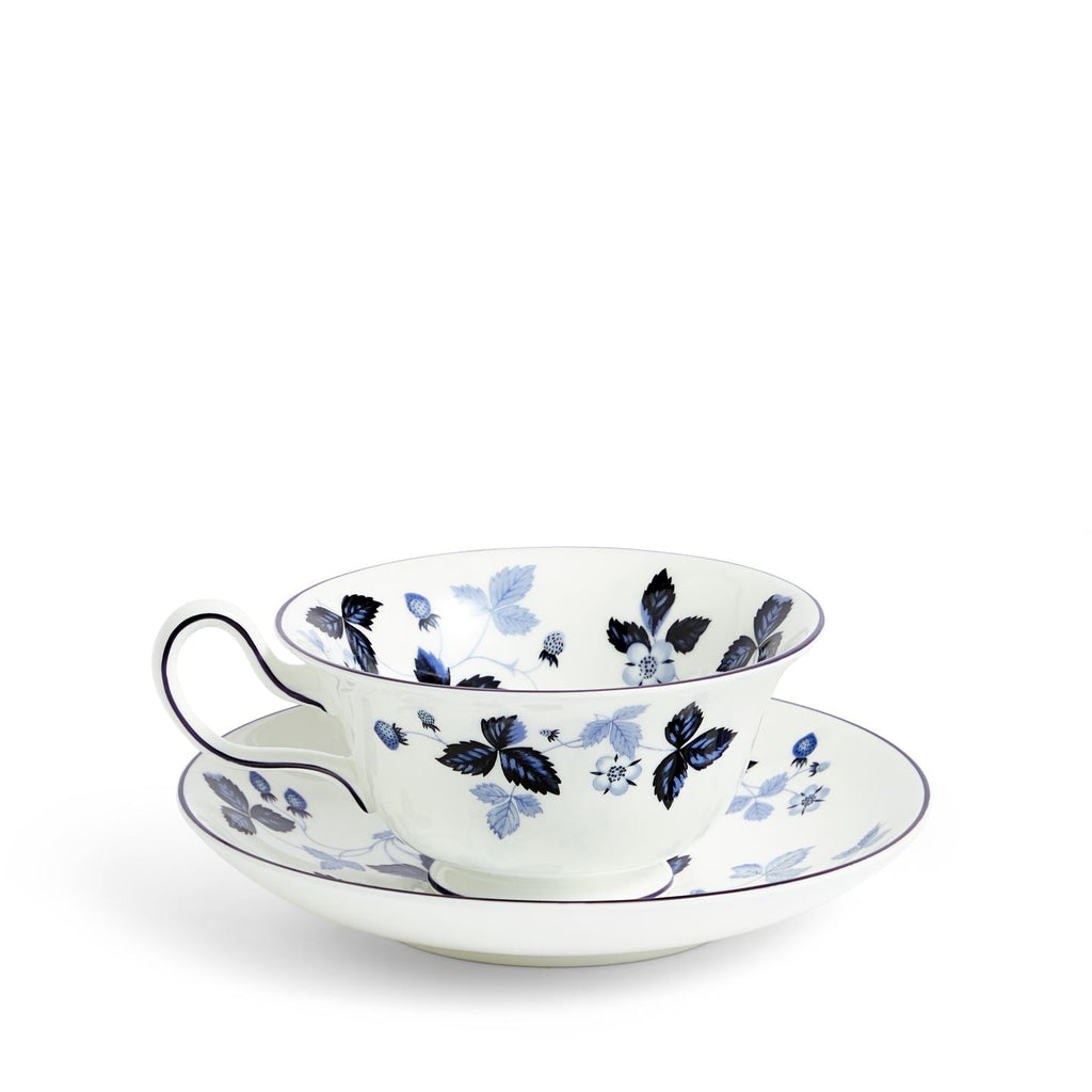 Wild Strawberry Inky Blue Teacup &amp; Saucer