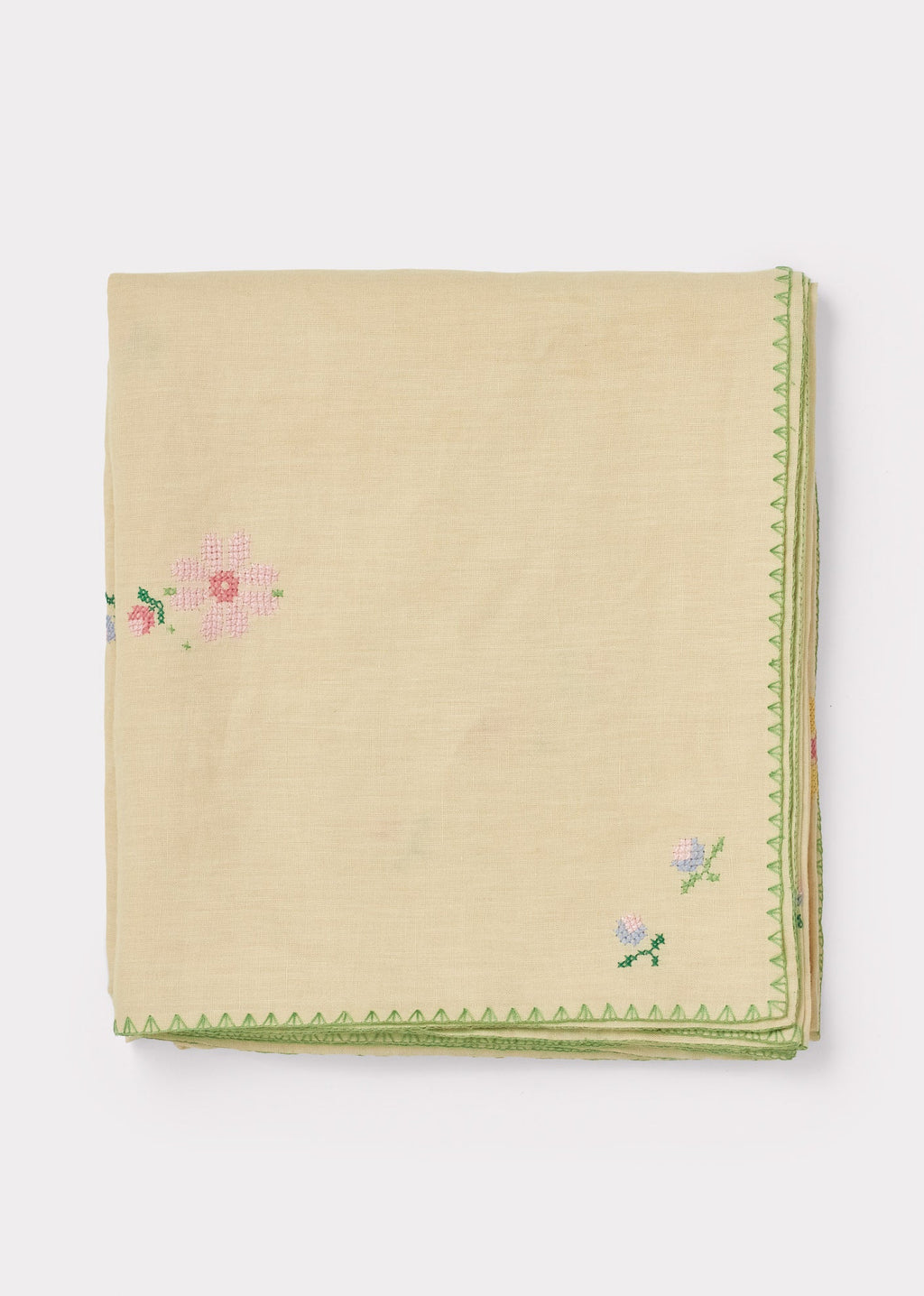 Linen Embroidered Tablecloth - Floral