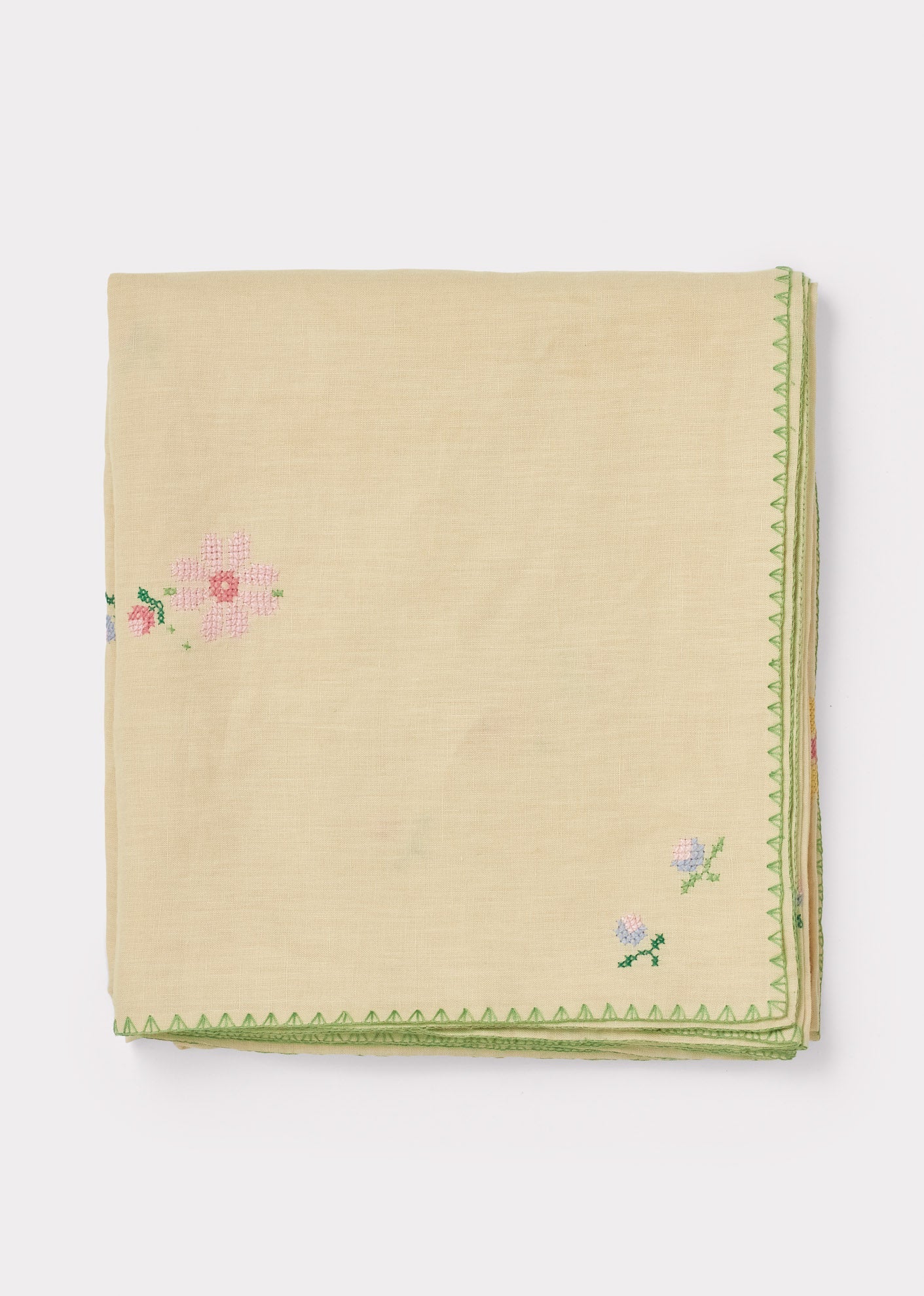 Linen Embroidered Tablecloth - Floral