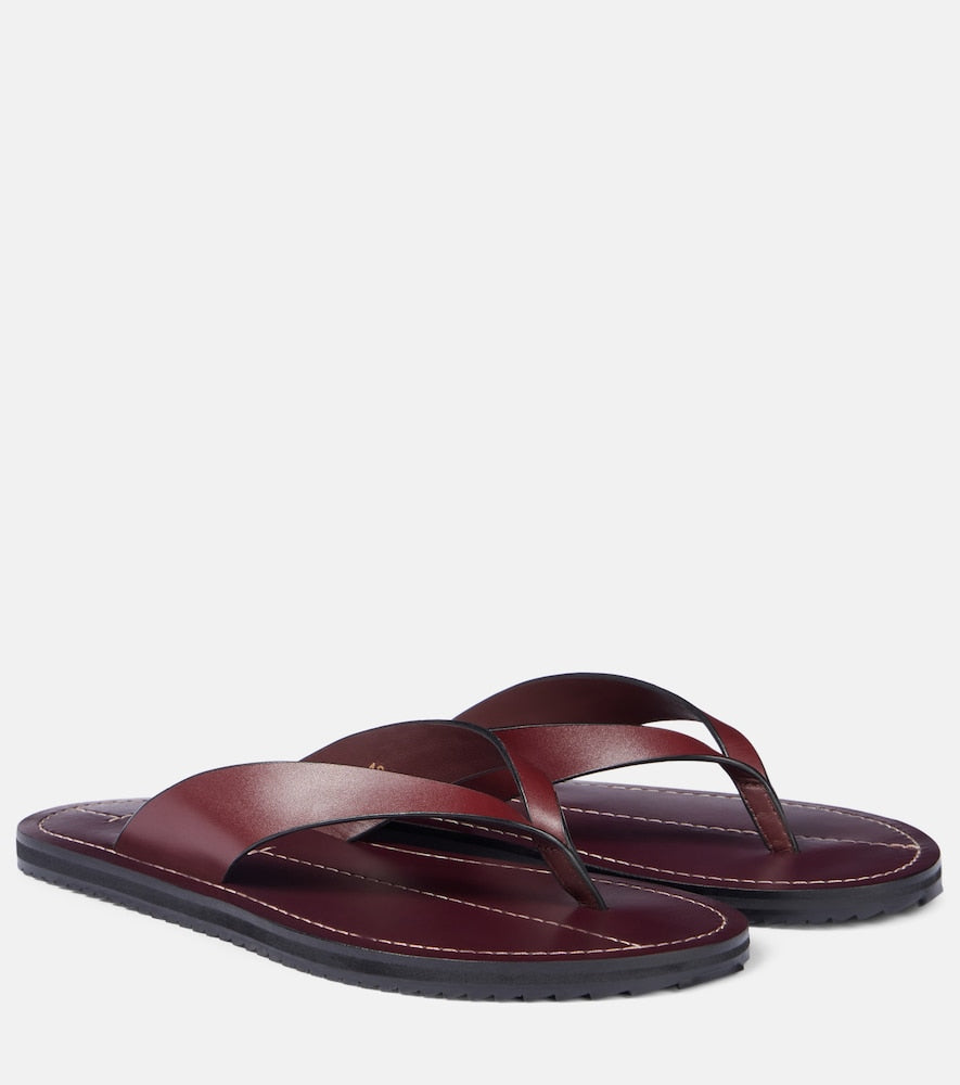 Flora Leather Sandals - Burgundy