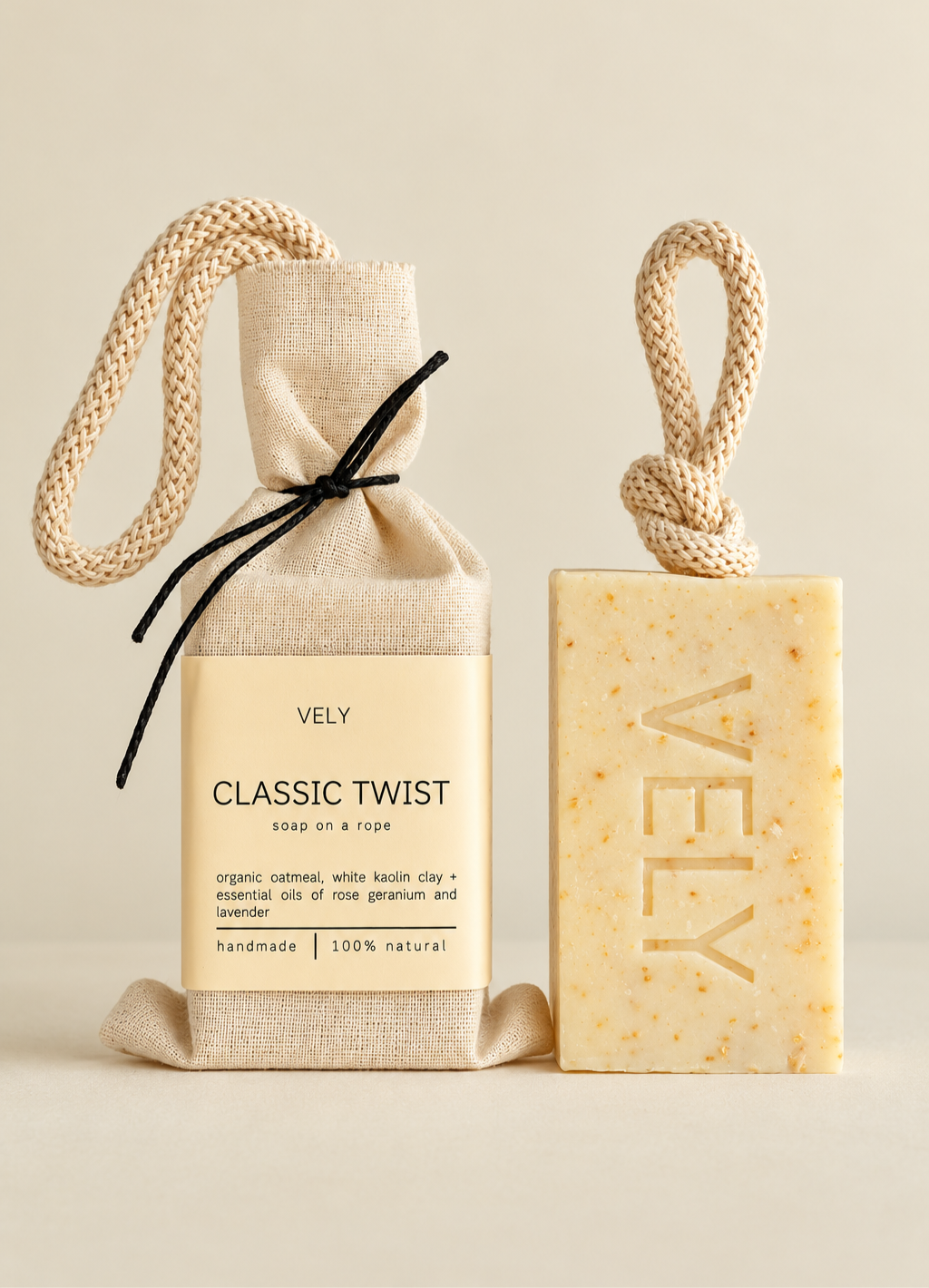The Vely Soapery Soap on a Rope, Oatmeal
