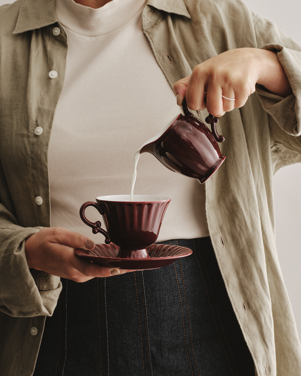 Ancora Cup &amp; Saucer Burgundy