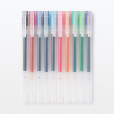 Coloured Gel Pens with Cap, Set of 10