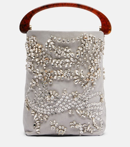 Dries Van Noten Crisp Medium Embellished Top-Handle Bag Grey