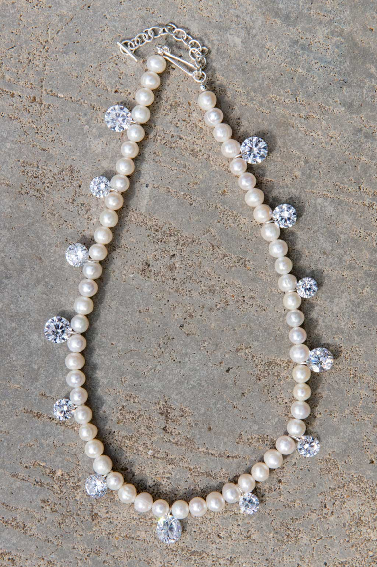 Dreaming Awake Pearl and Zirconia Necklace