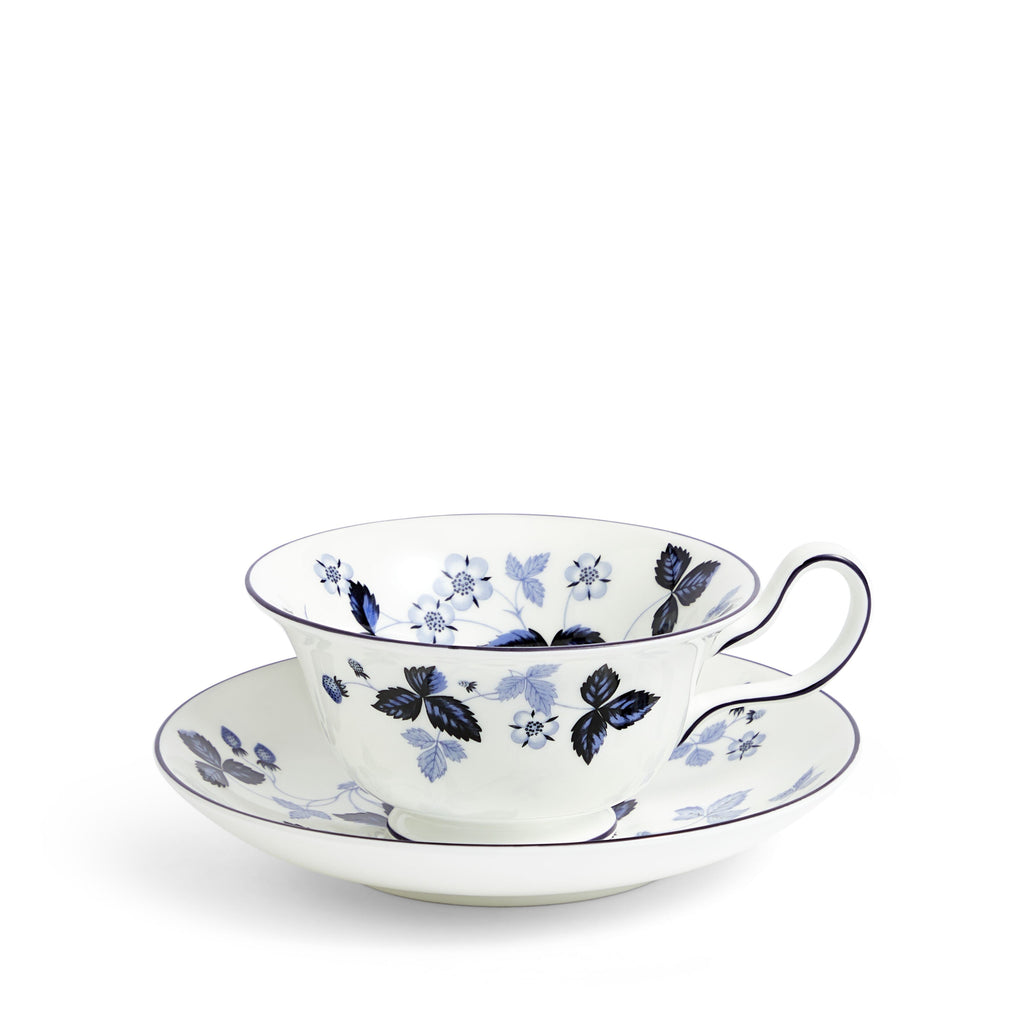 Wild Strawberry Inky Blue Teacup &amp; Saucer
