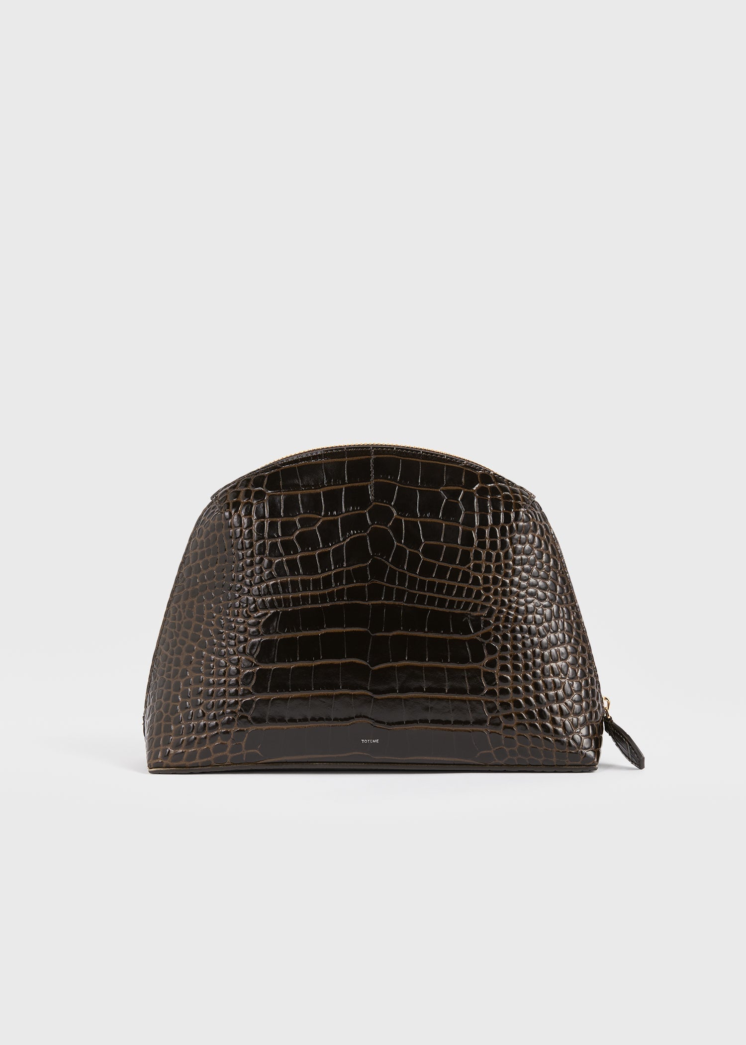 Toteme Medium Croco-Embossed Day Pouch, Dark Brown