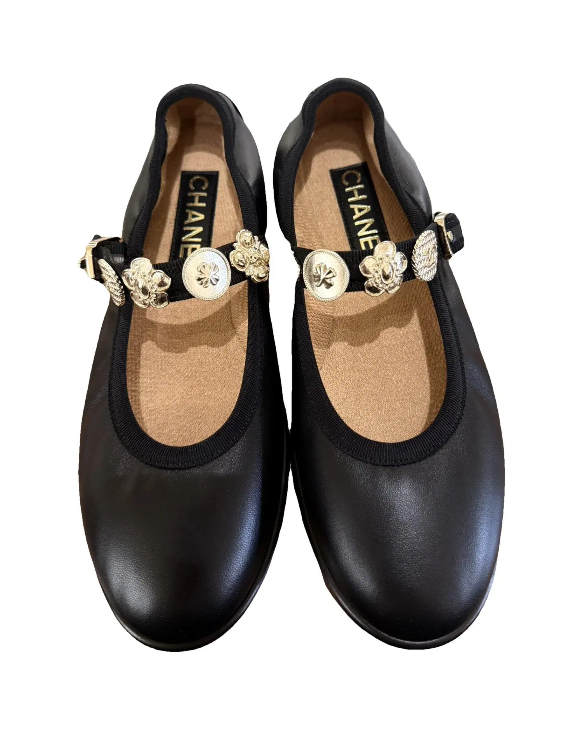 Chanel Pre-Owned Black Leather Flats