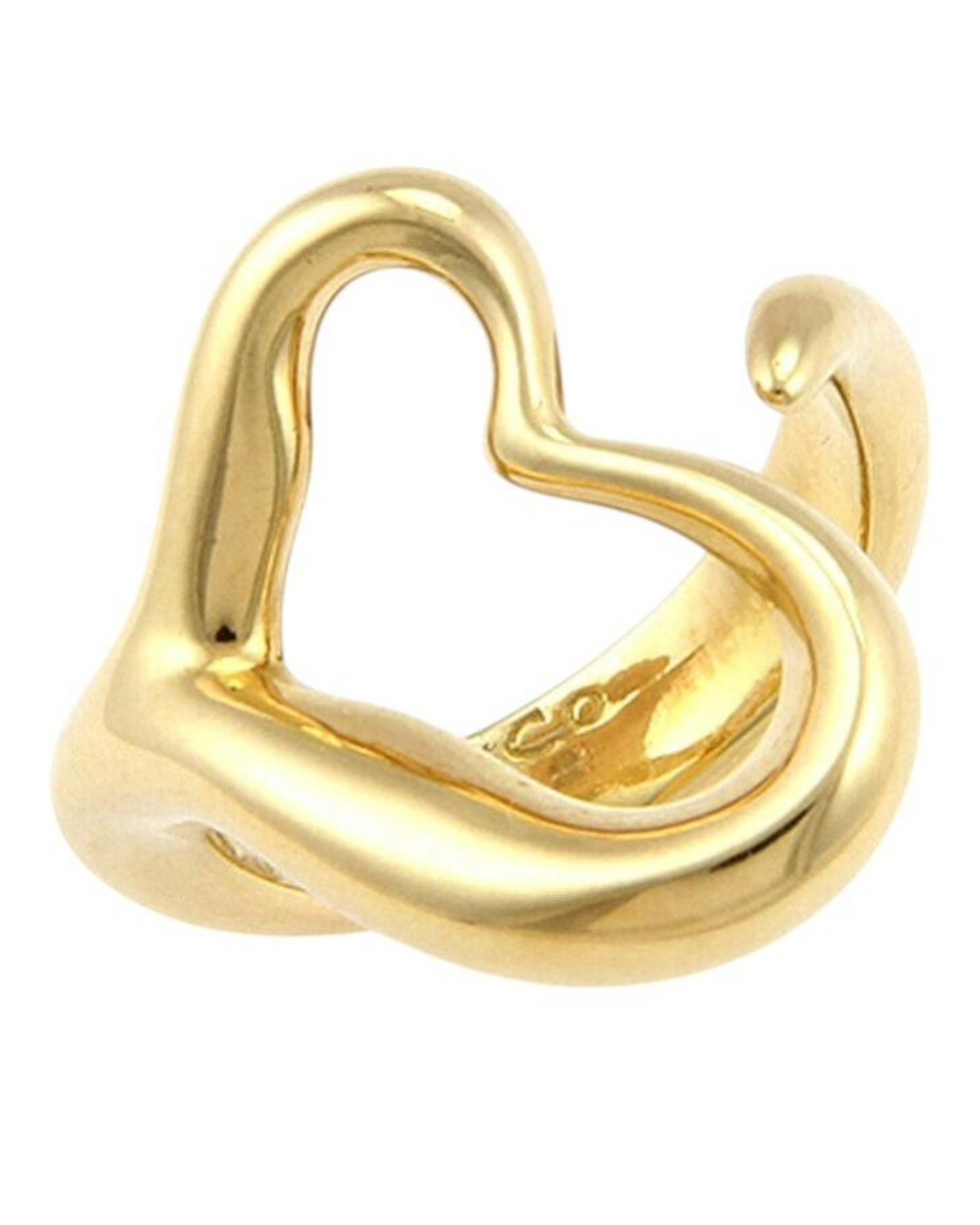 Tiffany & Co. Elsa Peretti Open Heart 18k Yellow Gold Curved Ring, Size 5