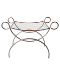 Brass Vanity Stool, Vintage 1960s Hollywood Regency Wire Curule Bench