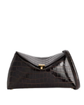 T Lock Croco Leather Clutch Bag