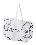 The River Cafe XL Tote Bag, White/Black