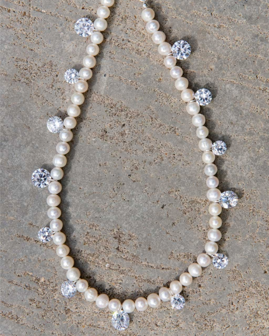 Dreaming Awake — Pearl and Zirconia Recycled Silver Necklace