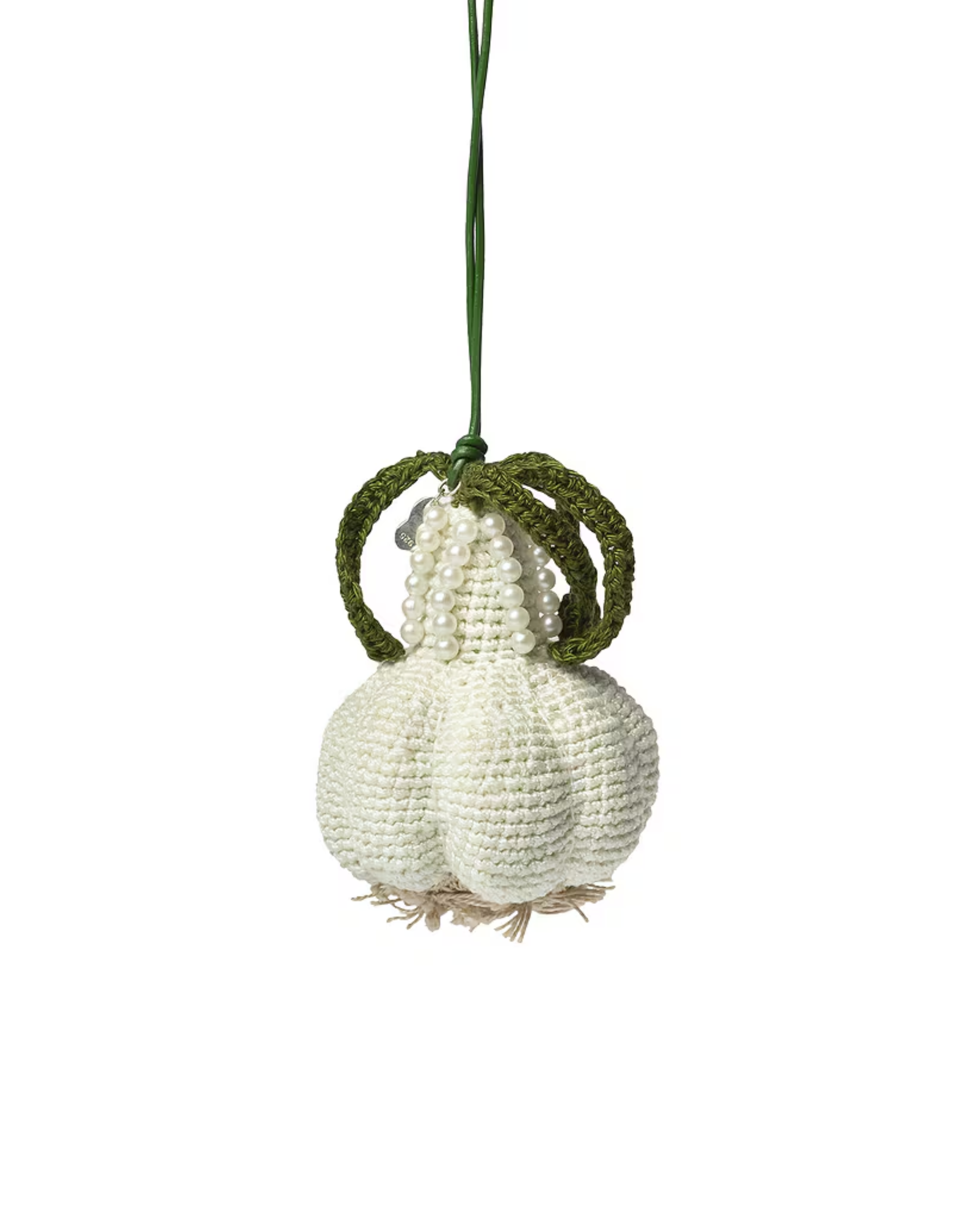 Garlic Crochet Bag Charm, 10cm