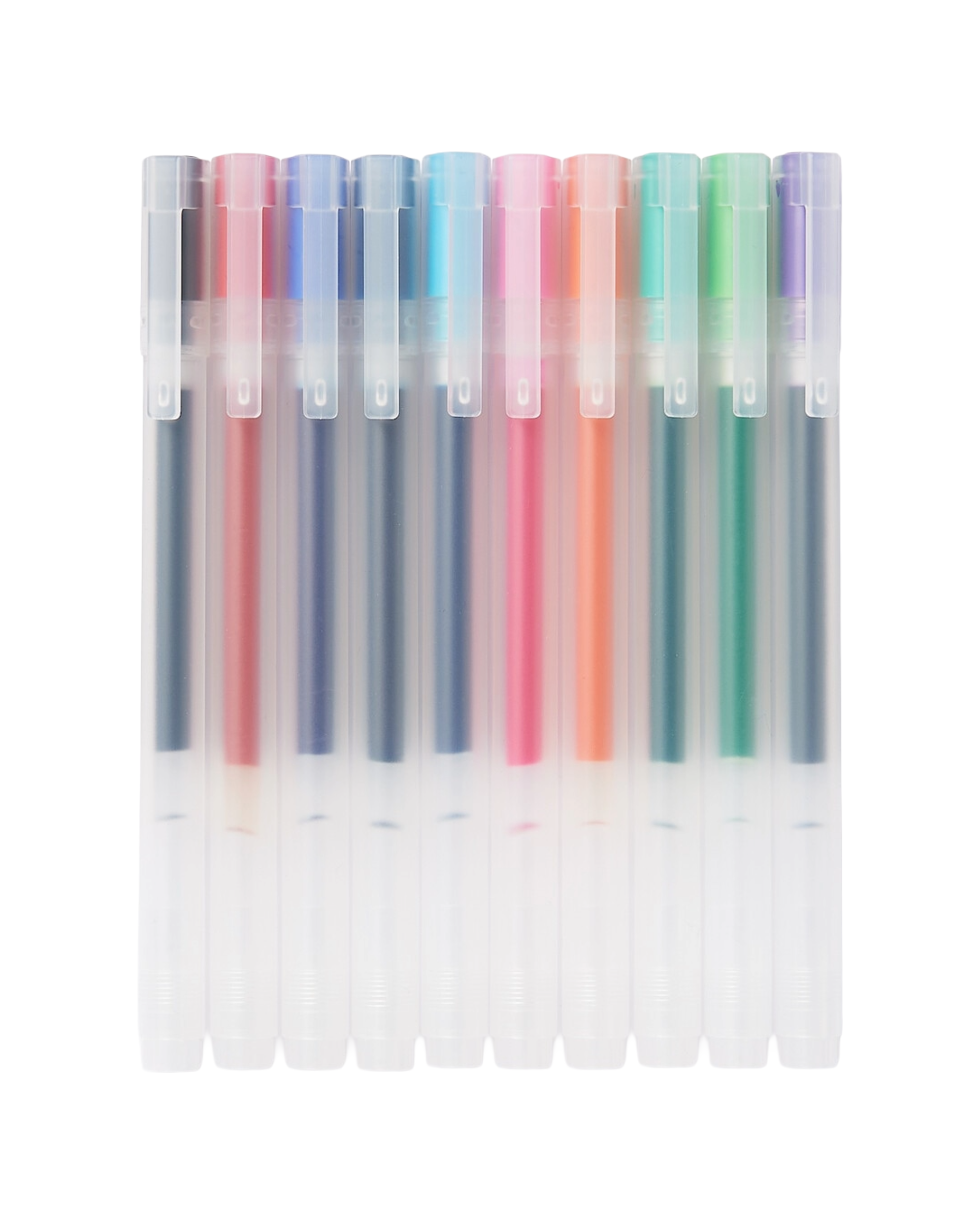 Coloured Gel Pens with Cap, Set of 10, 0.5mm