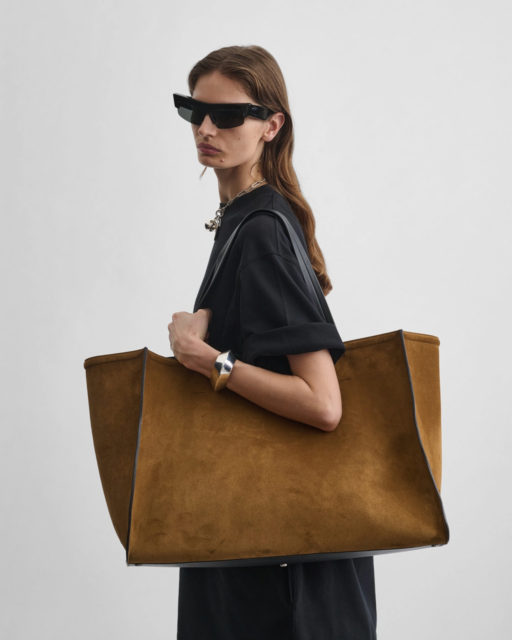 Large Slouch Cabas, Toffee Suede