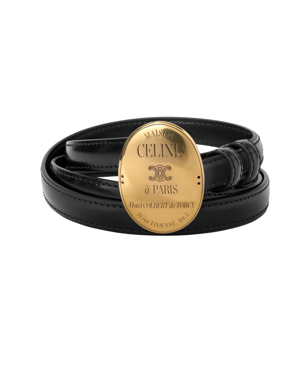 Mini Maison Celine Belt in Taurillon Leather, Black