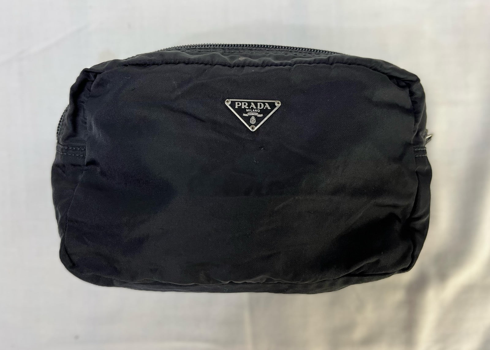 Prada Nylon Black Pouch with Triangle Logo